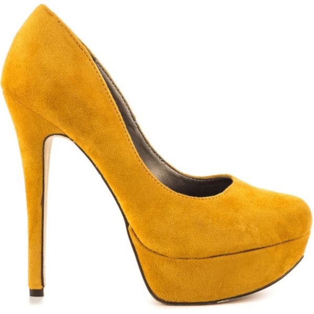 Michael Antonio Mustard Yellow Faux Suede Platform Stiletto Pumps Heels 7.5